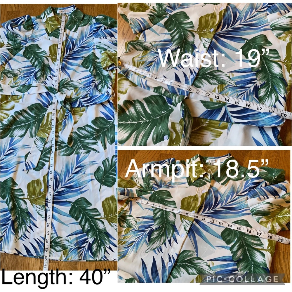 Leaf print button up midi dress size S - Picture 12 of 13